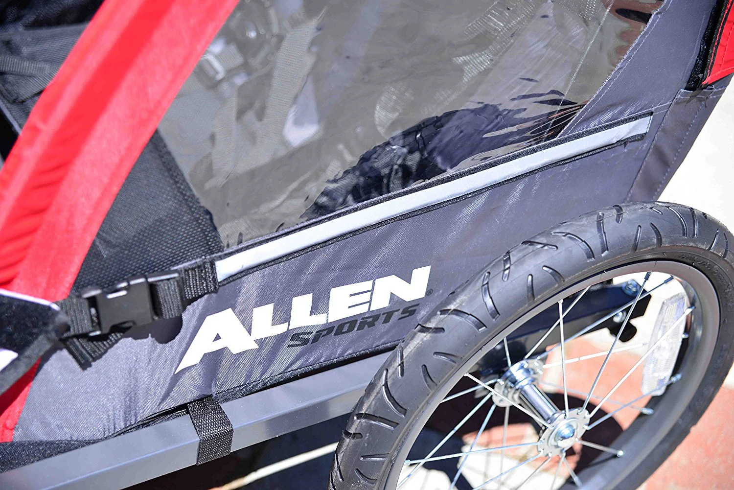 Allen Sports Deluxe 2-Child Steel Bicycle Trailer, Red - Image 4