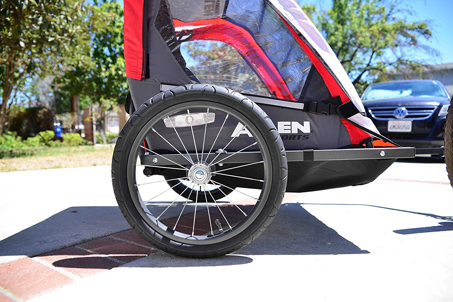 Allen Sports Deluxe 2-Child Steel Bicycle Trailer, Red - Image 6