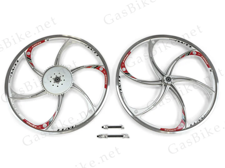 Aluminum Mag Wheels with 44T Sprocket - HY22 (Silver)
