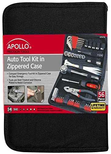 Apollo Tools DT9774 SAE Auto Tool Kit with Zippered Case, 56-Piece - Image 3