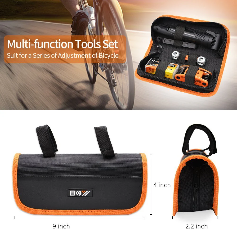 AQQEF Bike Repair Kit, Bicycle Repair Kits Bag With Portable Bike Pump  16-In-1 Bike Multi Tool Kit Sets - Image 2