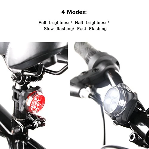Ascher USB Rechargeable Bike Light Set,Super Bright Front Headlight and Free Rear LED Bicycle Light,650mah Lithium Battery,4 Light Mode Options, Water Resistant IPX4(2 USB cables and 4 Strap Included) - Image 3