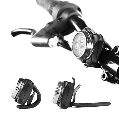 Ascher USB Rechargeable Bike Light Set,Super Bright Front Headlight and Free Rear LED Bicycle Light,650mah Lithium Battery,4 Light Mode Options, Water Resistant IPX4(2 USB cables and 4 Strap Included) - Image 4