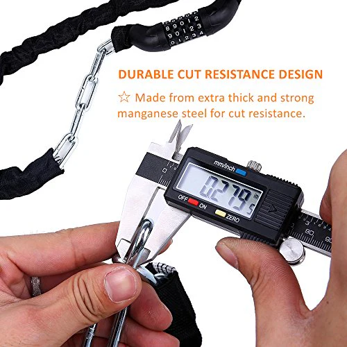 Bicycle Chain Lock, Sportneer 5-Digit Resettable Combination Anti-theft Bike Locks - Image 3