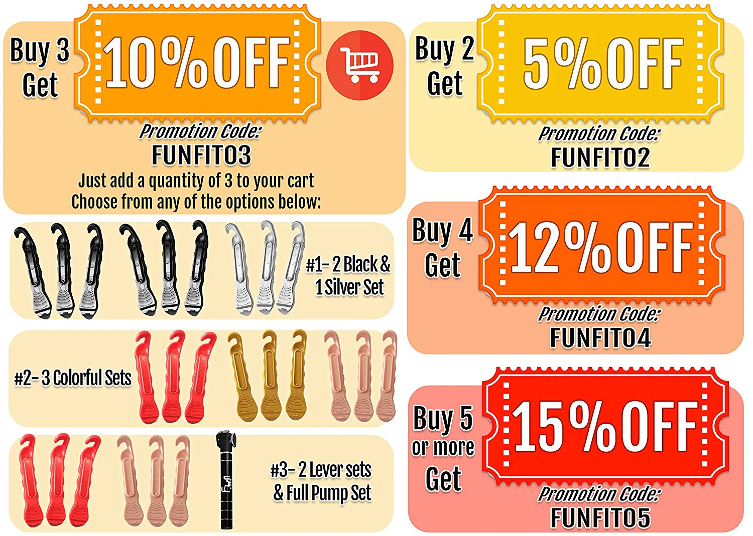 Bike Tire Lever - Premium Hardened Plastic Levers to Repair Bicycle Tube - Must Have Tool Kit for Road Bicyclist - Set of 3 - 5 Colors Available (Black / Silver / Gold / Pink / Red) - Image 7