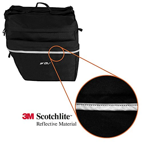 BV Bike Bag Bicycle Panniers with Adjustable Hooks, Carrying Handle, 3M Reflective Trim and Large Pockets - Image 4