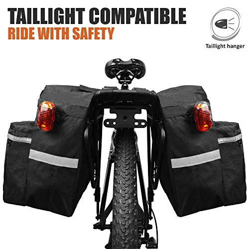BV Bike Bag Bicycle Panniers with Adjustable Hooks, Carrying Handle, 3M Reflective Trim and Large Pockets - Image 5