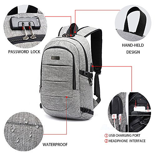 C-space Business waterproof Resistant Polyester Laptop Backpack with USB Charging Port and Lock &Headphone interface for College Student Work Men & Women,Fits Under 15.6-Inch Laptop Notebook - Image 3