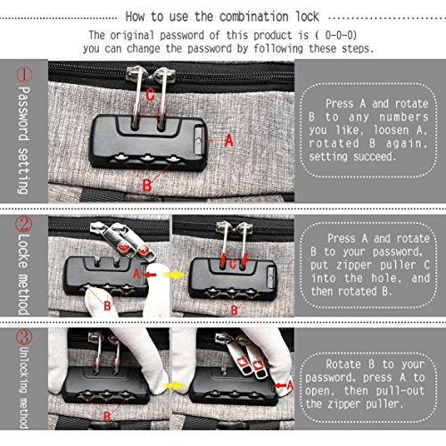 C-space Business waterproof Resistant Polyester Laptop Backpack with USB Charging Port and Lock &Headphone interface for College Student Work Men & Women,Fits Under 15.6-Inch Laptop Notebook - Image 6