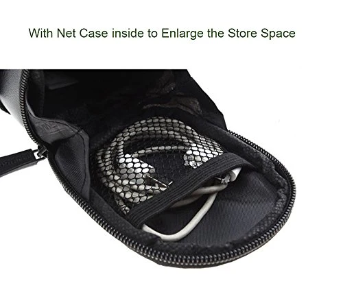CestMall 1.2L Bicycle & MTB Cycling PU Saddle Bag, Waterproof Bike Bag Back Seat Pouch, Bicycle Repair Tools Pocket Pack with Reflective Stripes (New Black) - Image 5