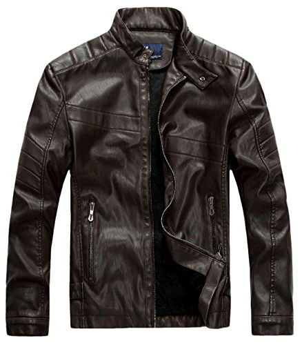 Chouyatou Men's Vintage Stand Collar Pu Leather Jacket - Image 20