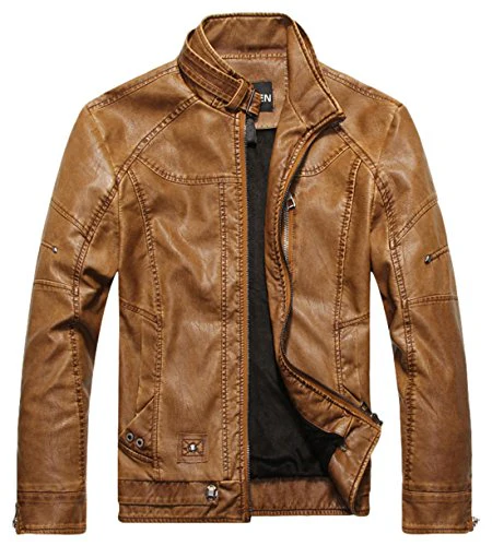 Chouyatou Men's Vintage Stand Collar Pu Leather Jacket - Image 23
