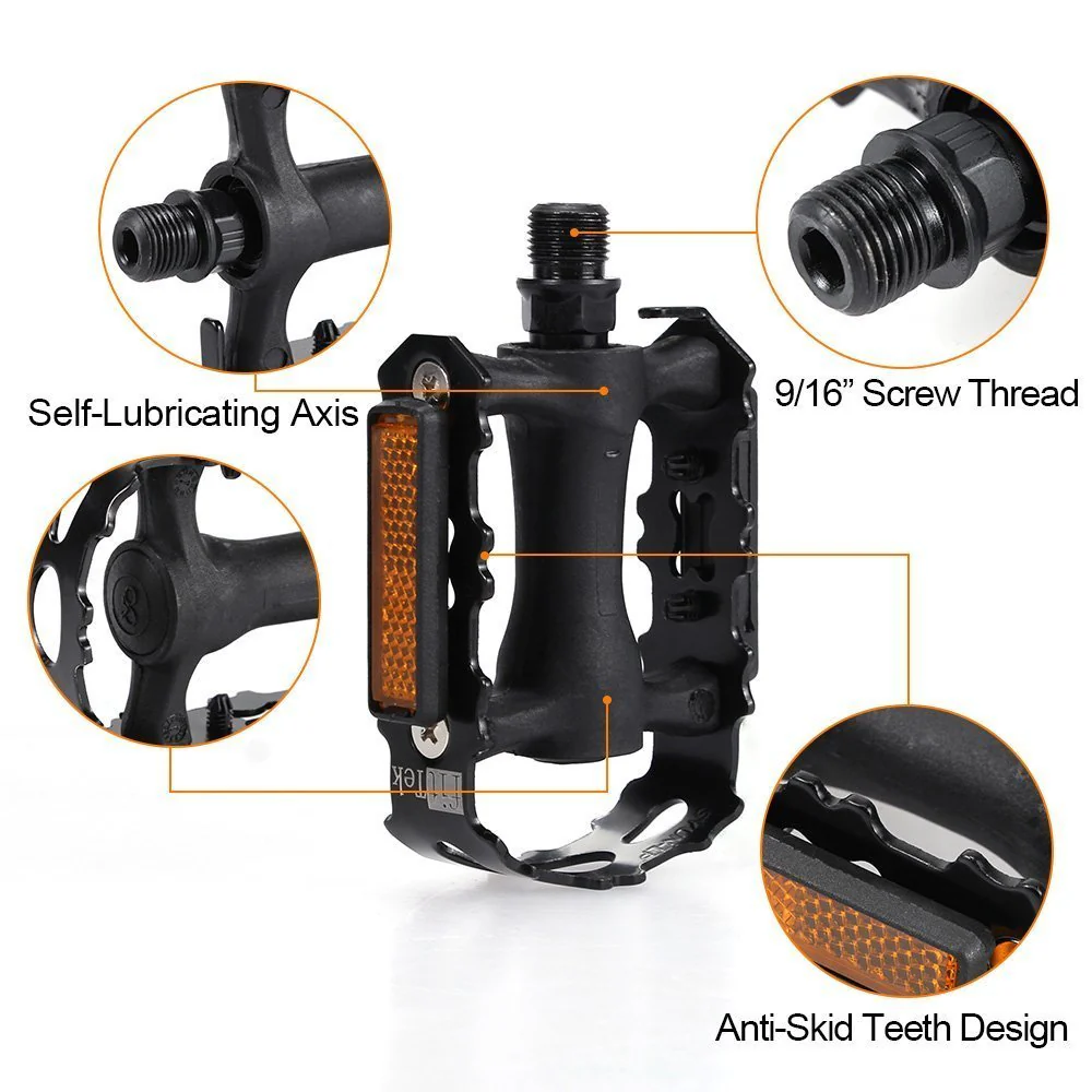 fitTek Bike Pedals, Universal Bicycle Pedals, 9/16-Inch Boron Steel Spindle & Metal Bike Pedals ( Pair Pedals) - Image 3