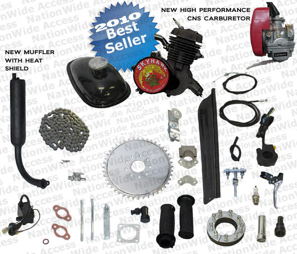 GRUBEE 2011 SkyHawk GT5 66cc/80cc Angle Fire Slant Head Bike Motor Kit (Black Finish) Discontinued