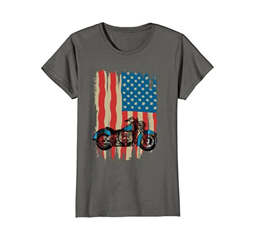 Grunge T Shirt Motorcycle American Flag Stars and Stripes - Image 3