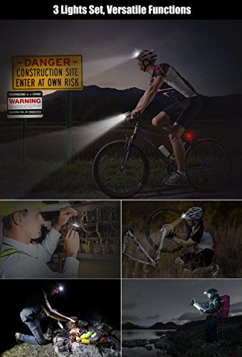 Hoicmoic USB Rechargeable Bike Lights, Bright Waterproof LED Bicycle Front and Rear Lights for Kids Men Women Safe Cycling, 1 Headlight, 1 Red Taillight and 1 White Bicycle Light for Versatile Usages - Image 7