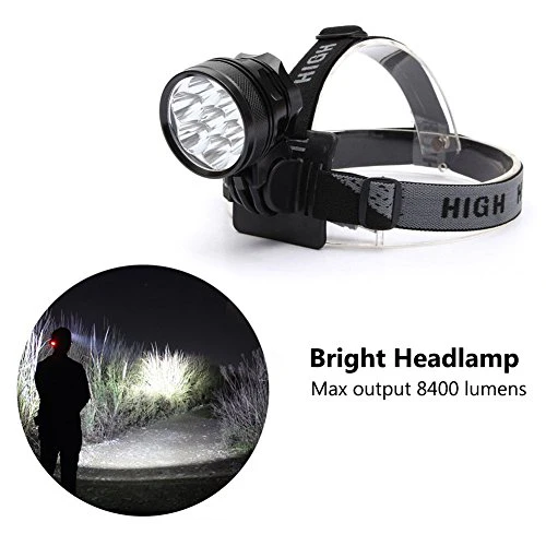 HZTech Bicycle Headlight, 8400 Lumens 7 LED Bike Light, Waterproof MTB Road Bike Front Light Headlamp with 9000mAh Rechargeable Battery Pack, AC Charger for Mountain Bikes, Road Bicycle - Image 4