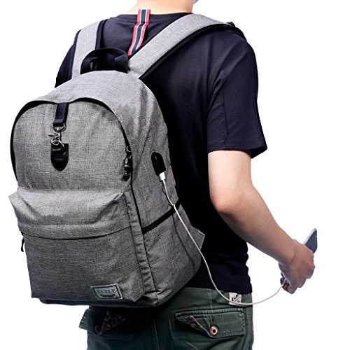 Laptop Backpack，Beyle Anti-theft Water Resistant Travel laptop backpack with USB Charging Port School Bookbag for College Travel Backpack designed for 17-Inchand Notebook,Grey - Image 4