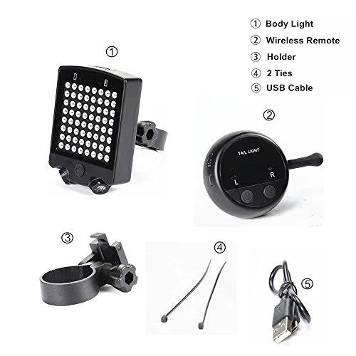Leadbike Bicycle Turn Signal Lights 64 LED USB Rechargeable Rear Tail Light Waterproof Wireless Remote Bike Safety Warning Light With Laser - Image 3