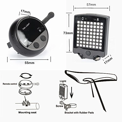 Leadbike Bicycle Turn Signal Lights 64 LED USB Rechargeable Rear Tail Light Waterproof Wireless Remote Bike Safety Warning Light With Laser - Image 5