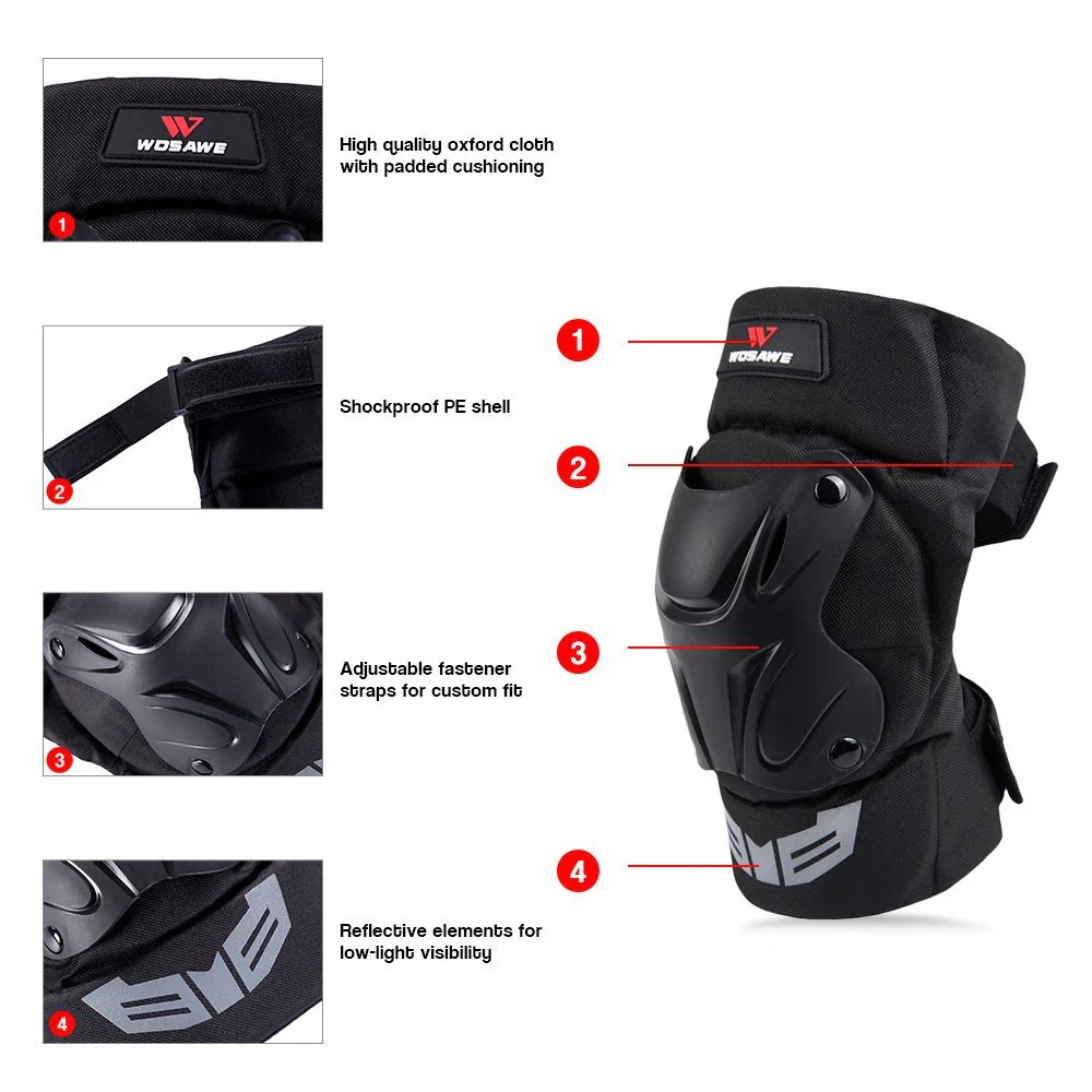 Lixada WOSAWE 1 Pair Cycling Knee Brace Bicycle MTB Bike Motorcycle Riding Knee Support Protective Pads Guards Outdoor Sports Cycling Knee Protector Gear - Image 5