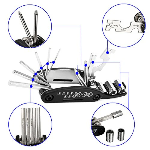 Mini Bike Pump & Tire Puncture Repair Kit & Multi-Function Bike Bicycle Cycling Mechanic Repair Tool Kit & Cycling Bicycle Bike Bag - Image 4