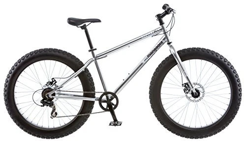 Mongoose Men's Malus Fat Tire Bike, Silver 26”