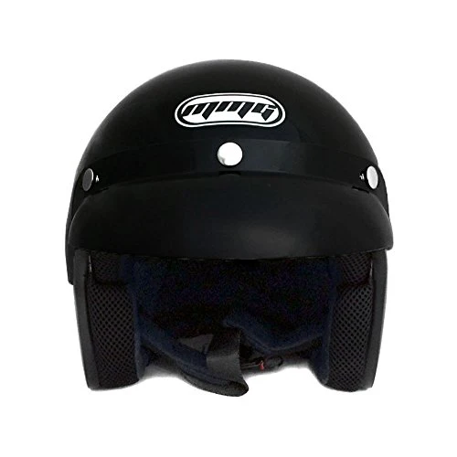 Motorcycle 3/4 Open Face Helmet Snap On Visor Street Cafe Racer D O T - Glossy Black (Large) with Goggles - Image 3