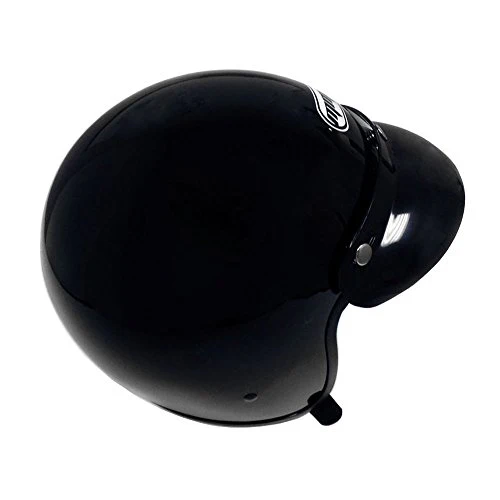 Motorcycle 3/4 Open Face Helmet Snap On Visor Street Cafe Racer D O T - Glossy Black (Large) with Goggles - Image 4