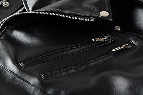 New Mens Causal Belted Design Slim Pu Leather Biker Zipper Jacket Coat - Image 5