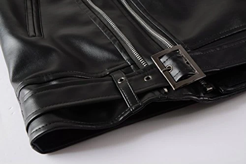 New Mens Causal Belted Design Slim Pu Leather Biker Zipper Jacket Coat - Image 6