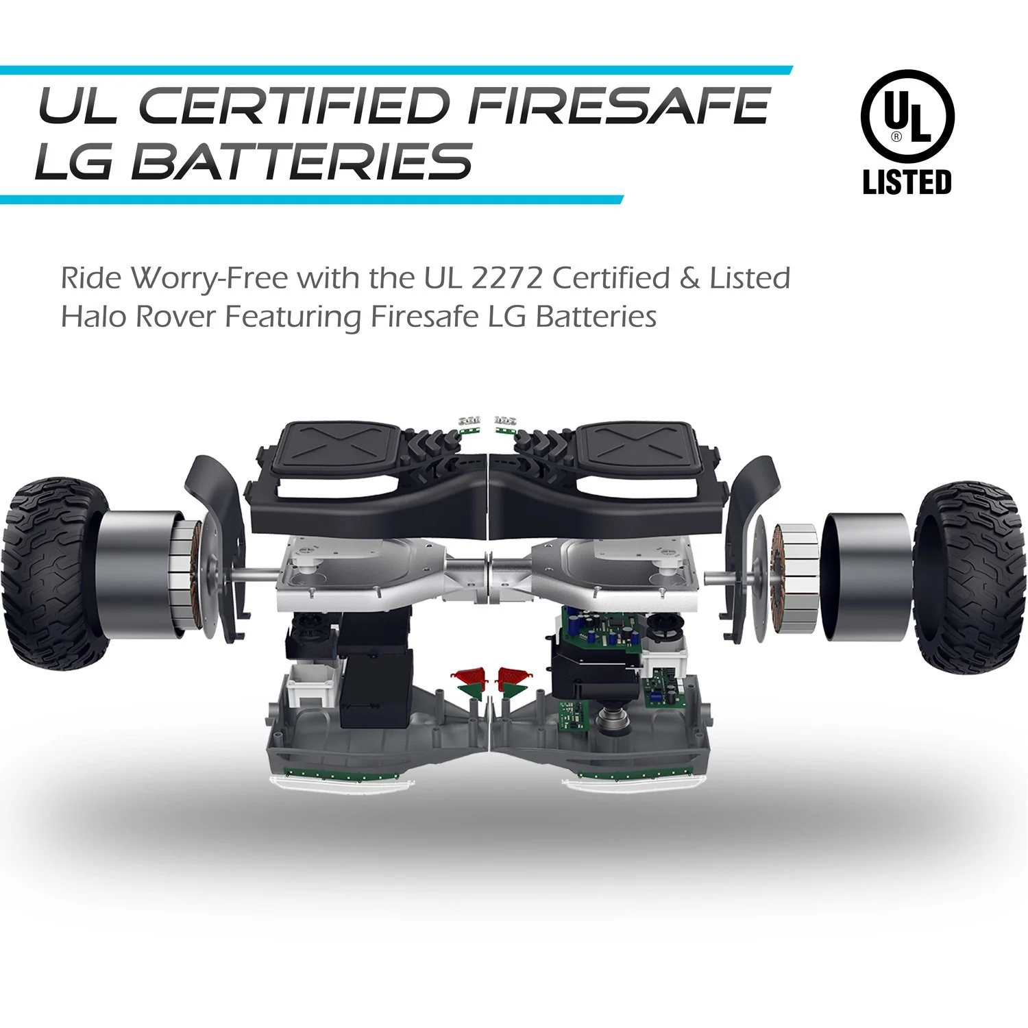 Official Halo Rover Hoverboard - Safety Certified UL 2272 - Halo Bluetooth Speakers - Halo Rover Mobile APP - Free Carry Case - LG FireSafe Battery - Halo 8.5 Inch Non Flat Tires - Image 3