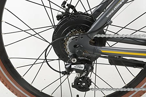 Onway 26" 7 Speed Powers Assist Electric Bicycle Lithium Battery Motorized Ebike, 500w Powerful Bike Rear Motor, Hidden Lithium Battery, LED bike Light, Brown Tire for Beach Snow Riding - Image 5