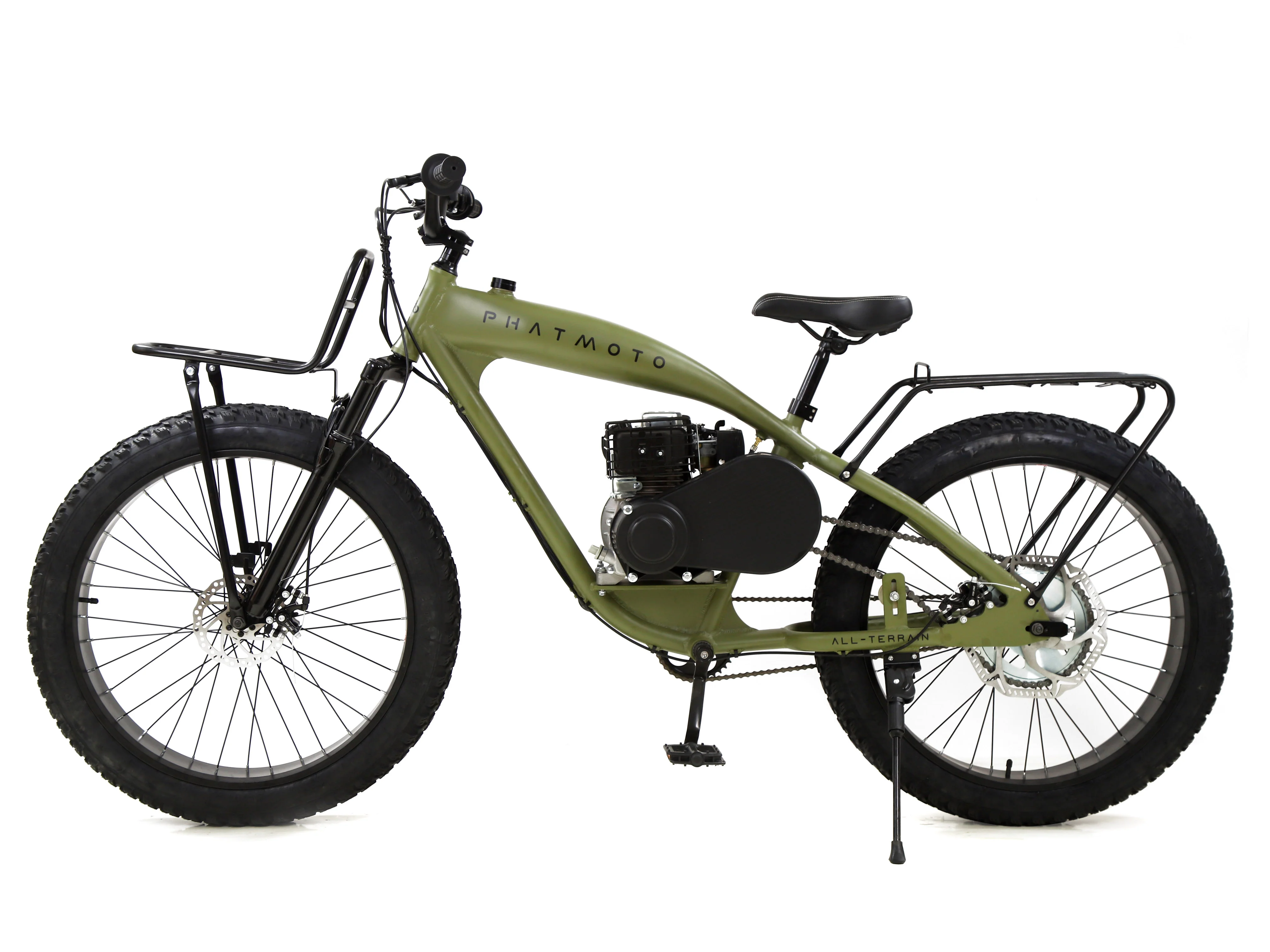 PHATMOTO™ ALL TERRAIN Fat Tire 2023 - 79cc Motorized Bicycle 7-Speed (Matte Army Green) - Image 8
