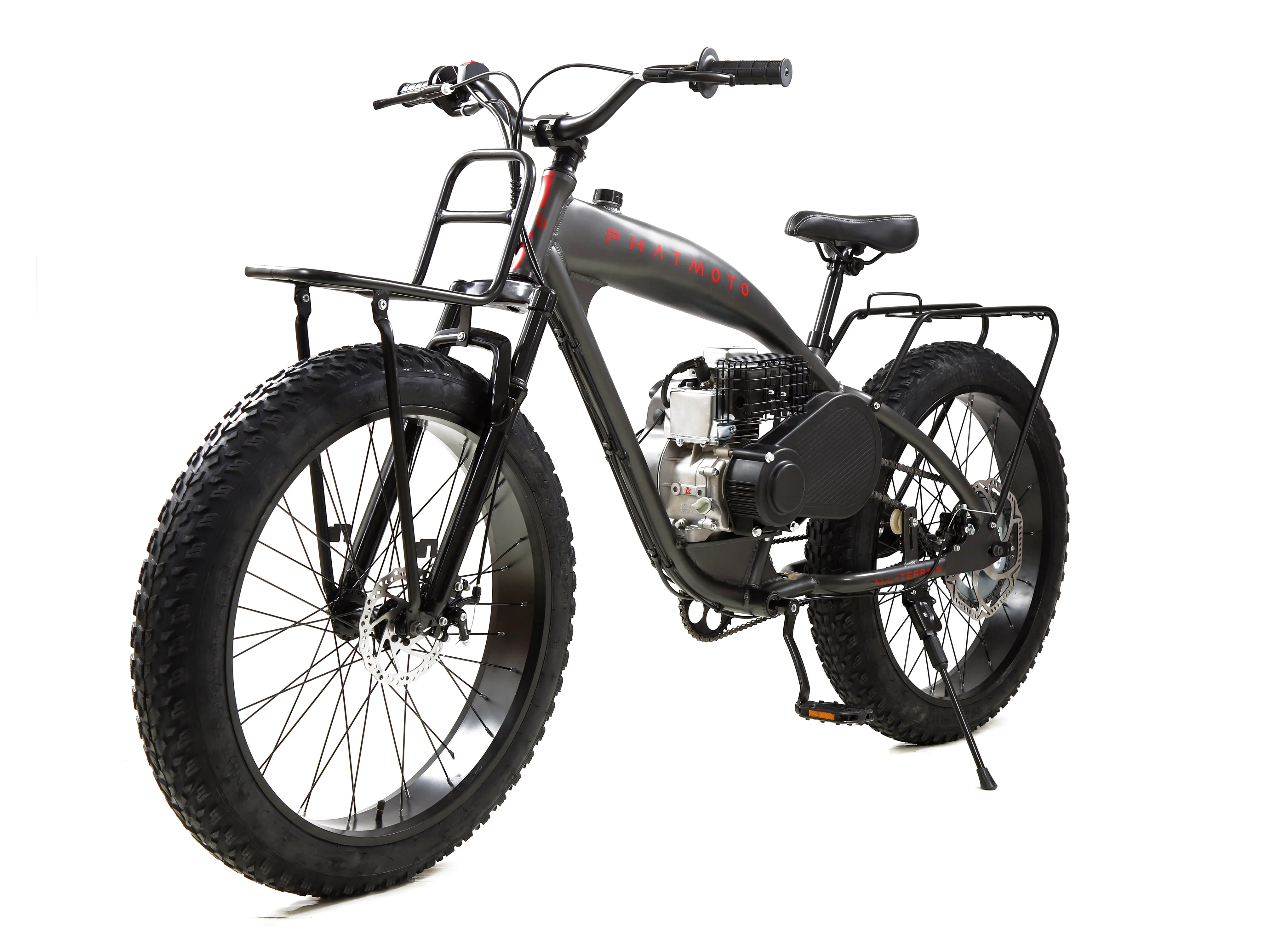 PHATMOTO™ ALL TERRAIN Fat Tire 2021 - 79cc Motorized Bicycle with Hilliard Clutch (Matte Graphite) - Image 3