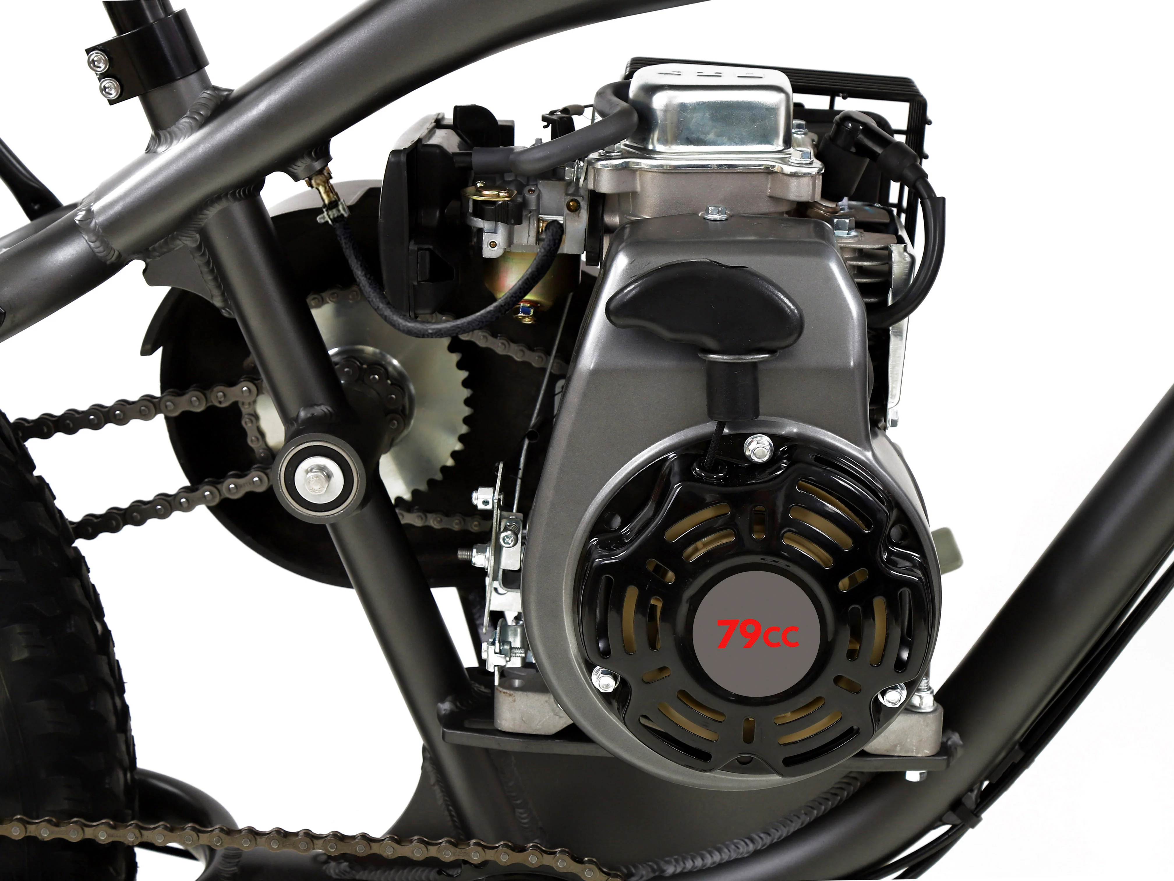 PHATMOTO™ ALL TERRAIN Fat Tire 2021 - 79cc Motorized Bicycle with Hilliard Clutch (Matte Graphite) - Image 5