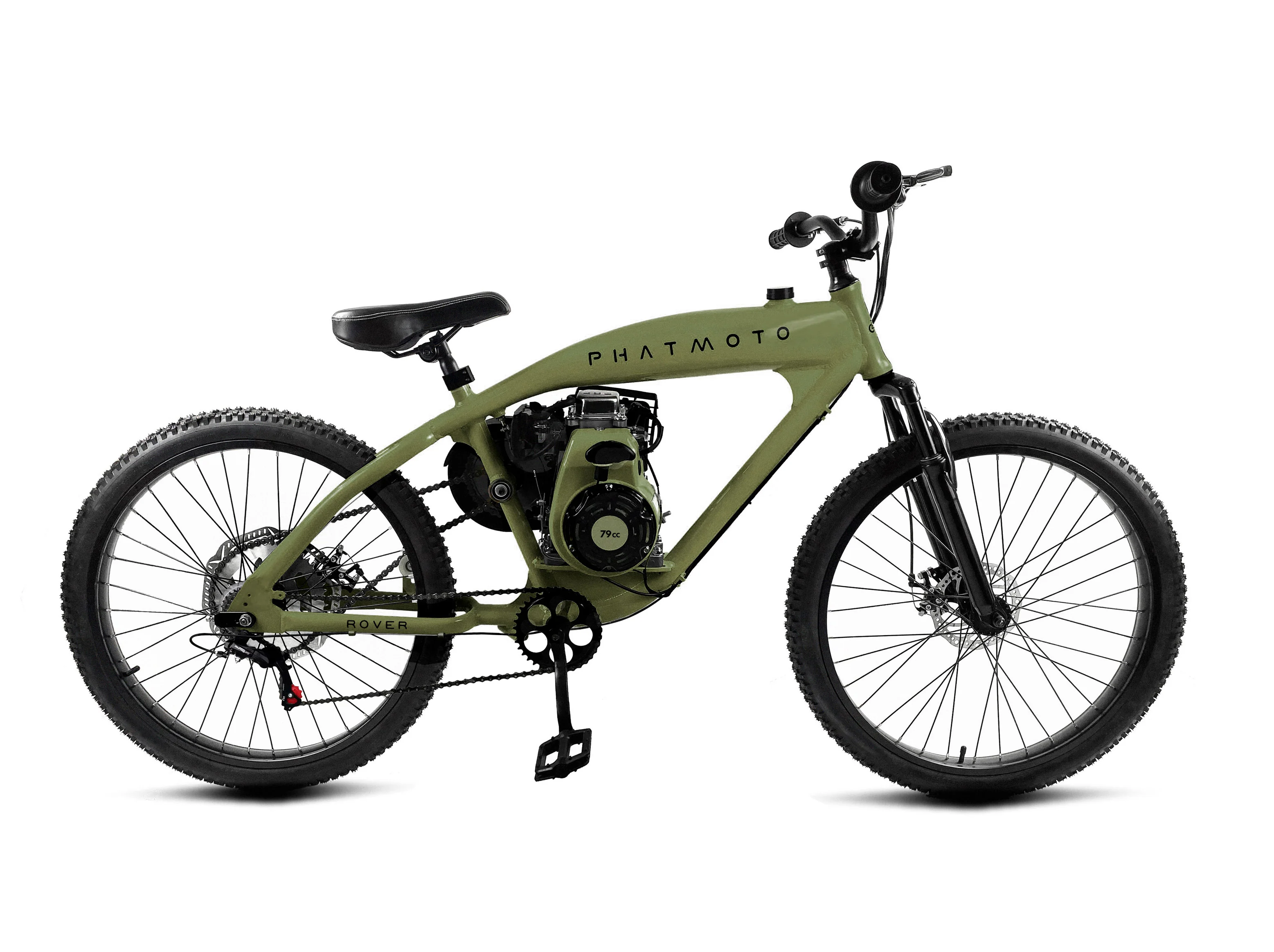 PHATMOTO™ Rover 2023 - 79cc Motorized Bicycle 7-Speed (Matte Green) - Image 8