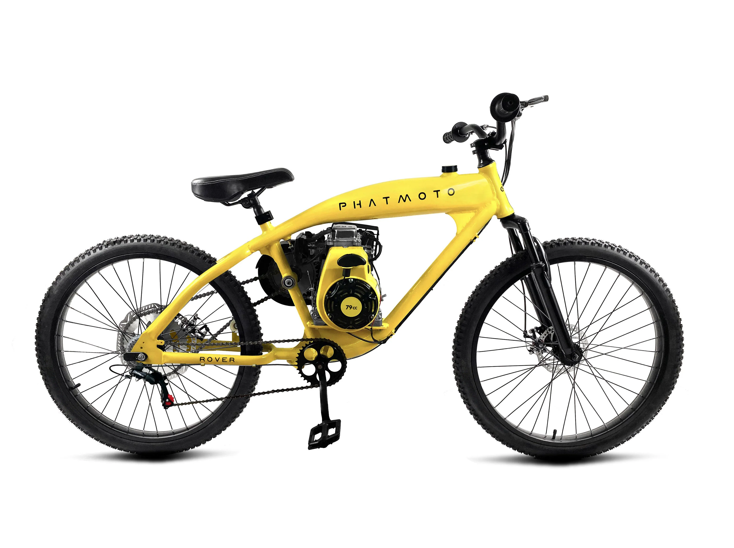 PHATMOTO™ Rover 2023 - 79cc Motorized Bicycle 7-Speed (Yellow) - Image 5