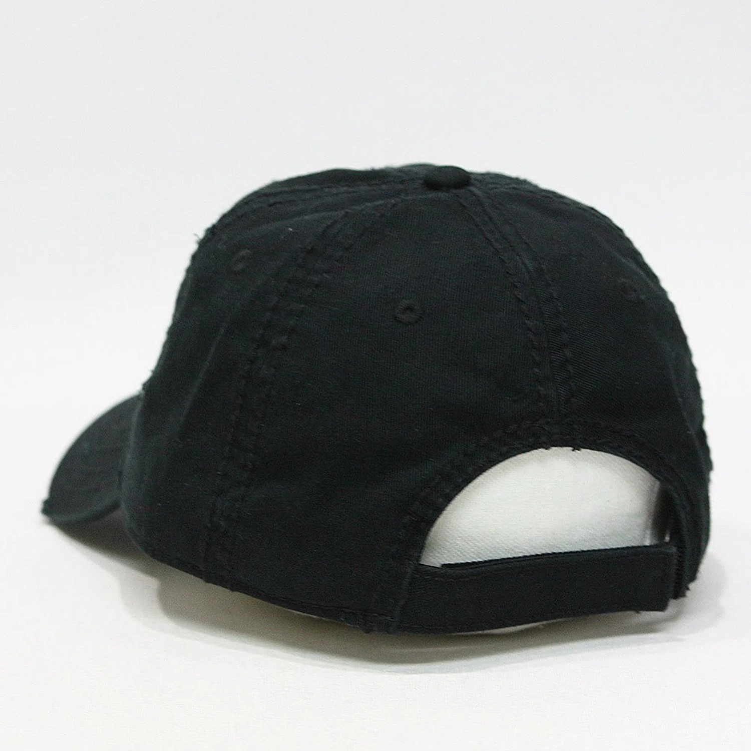 Plain Washed Cotton Twill Distressed with Heavy Stitching Low Profile Adjustable Baseball Cap - Image 3