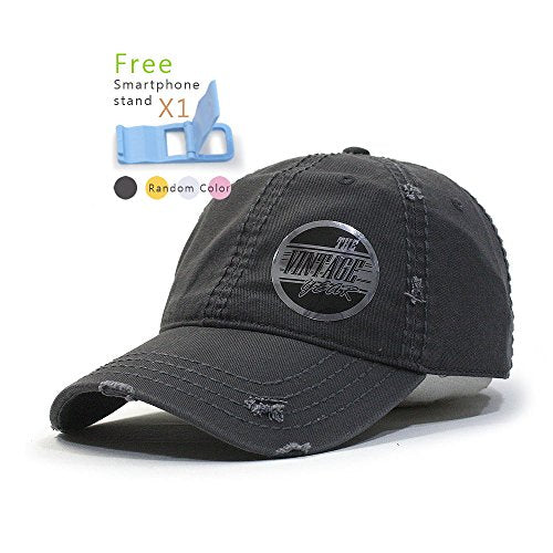 Plain Washed Cotton Twill Distressed with Heavy Stitching Low Profile Adjustable Baseball Cap - Image 5