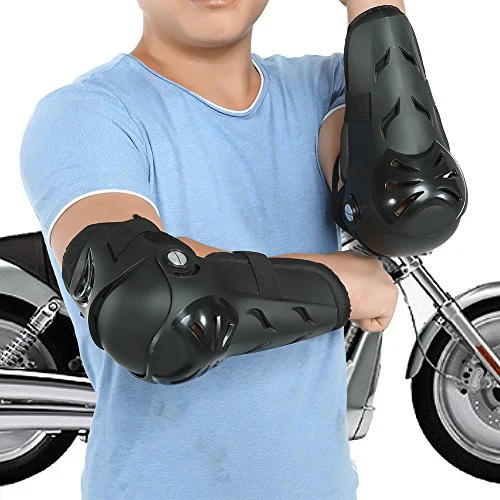Qiilu 4Pcs Motorcycle Motocross Cycling Elbow Knee Pads Protector Guard Armors Wrist Protective Kneecap Knee Shin Brace Adult Set Black[Black] - Image 3