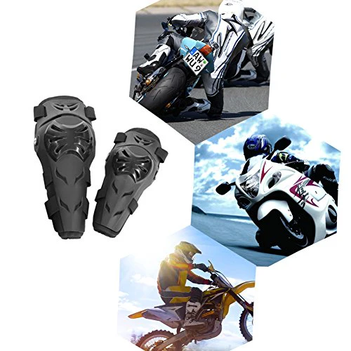 Qiilu 4Pcs Motorcycle Motocross Cycling Elbow Knee Pads Protector Guard Armors Wrist Protective Kneecap Knee Shin Brace Adult Set Black[Black] - Image 7