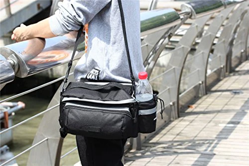 Runytek Bicycle Roswheel Rear Seat Trunk Bag Handbag Bag Pannier Black - Image 7