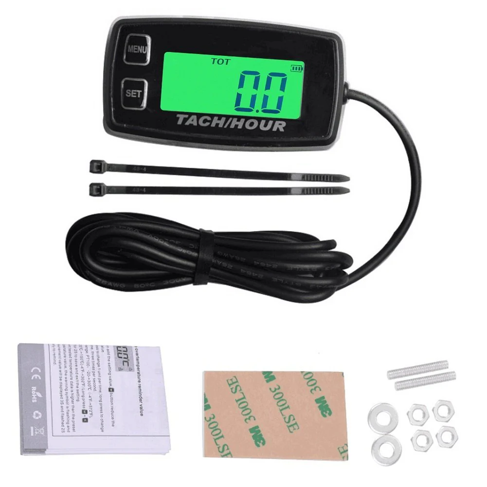 Searon Backlit Tach Hour Meter Tachometer RPM Waterproof for 2/4 Stroke Engines RC Toys PWC ATV Motorcycles Marine Engines Chain Saws Tractors Lawnmowers