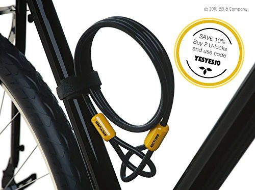 SIGTUNA Bike lock - 16mm Heavy Duty Bicycle Lock with U Lock Shackle + 1800mm braided Flex Cable Lock - Image 5