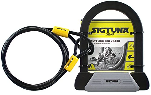 SIGTUNA Bike lock - 16mm Heavy Duty Bicycle Lock with U Lock Shackle + 1800mm braided Flex Cable Lock - Image 6