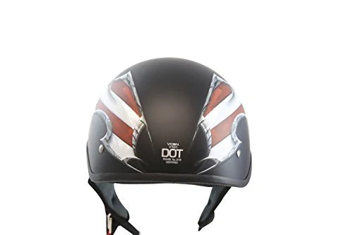 VCAN V531 Cruiser Patriotic Eagle Graphics Half Helmet (Flat Black, Large) - Image 3