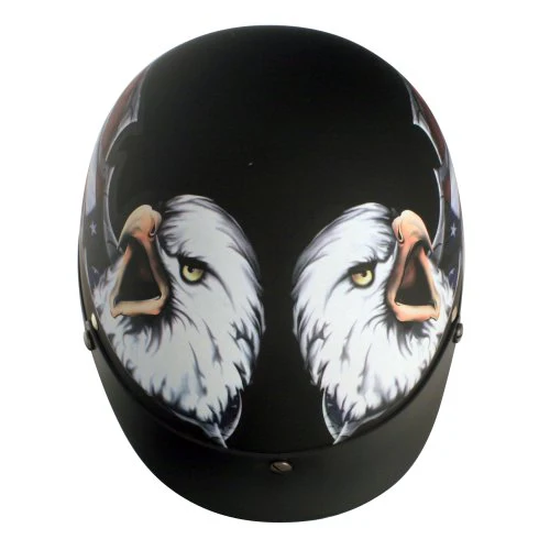 VCAN V531 Cruiser Patriotic Eagle Graphics Half Helmet (Flat Black, Large) - Image 4
