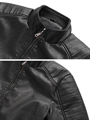 Wantdo Men's Vintage Stand Collar Motorcycle Leather Jacket - Image 5