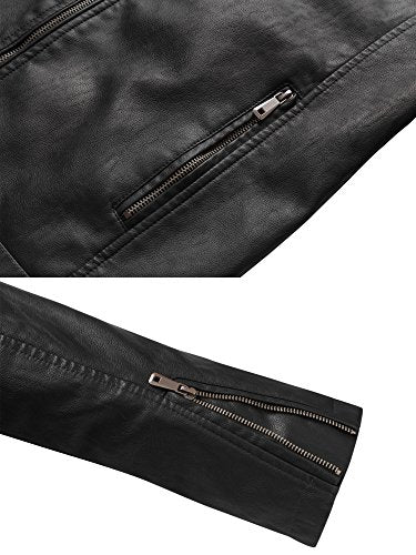 Wantdo Men's Vintage Stand Collar Motorcycle Leather Jacket - Image 6